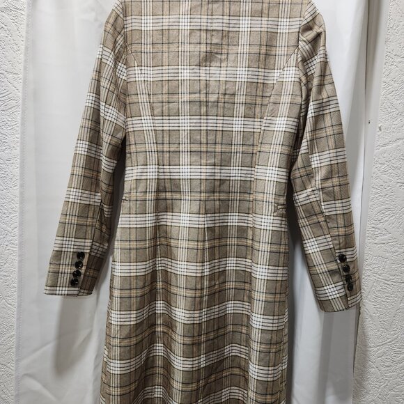 Lulus Manchester Moment Tan and White Plaid Coat - Picture 4 of 6